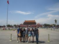 Students capturing a memorable moment at the Tiananmen Square before they enter the Forbidden Palace.